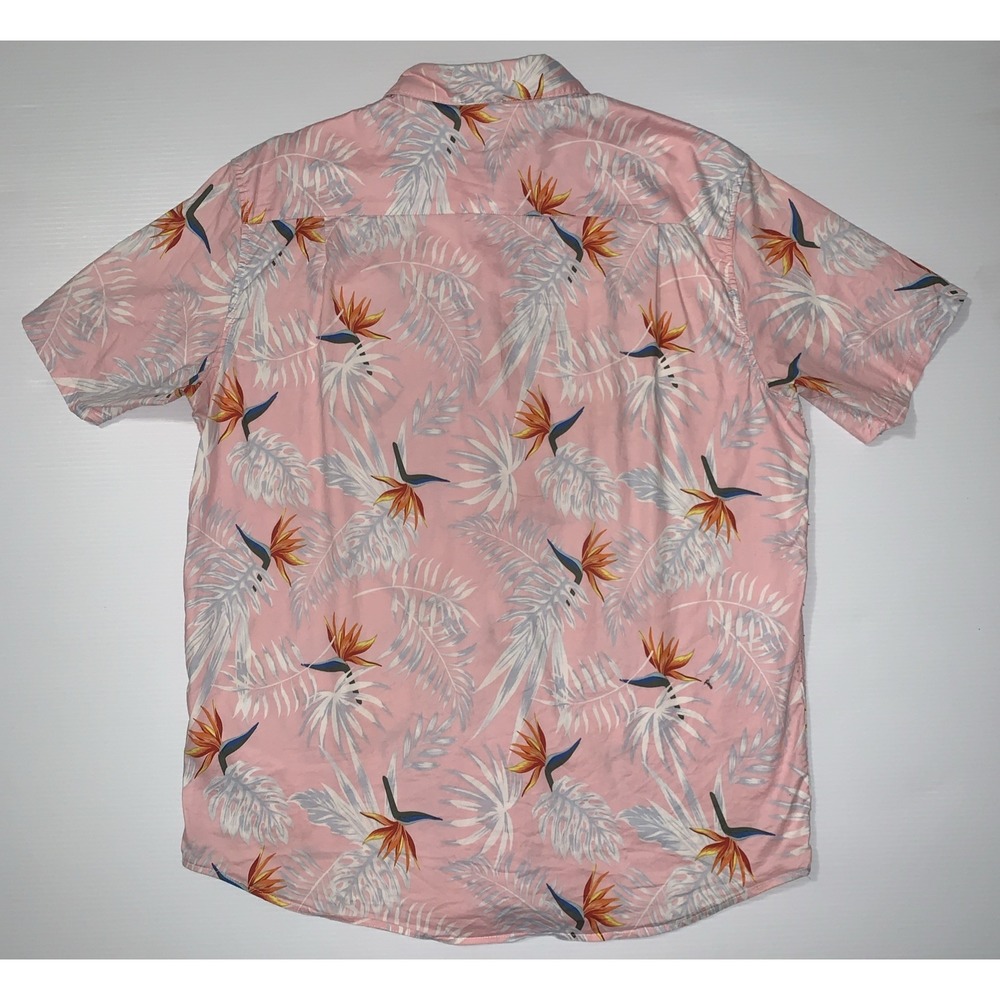 Hurley Short Sleeve Button Up Classic Fit Shirt L Pink Floral Hawaiian Tropical‎ - Picture 5 of 11